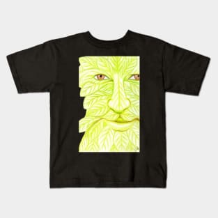 Man of the Forest, Green Man- Pink Kids T-Shirt